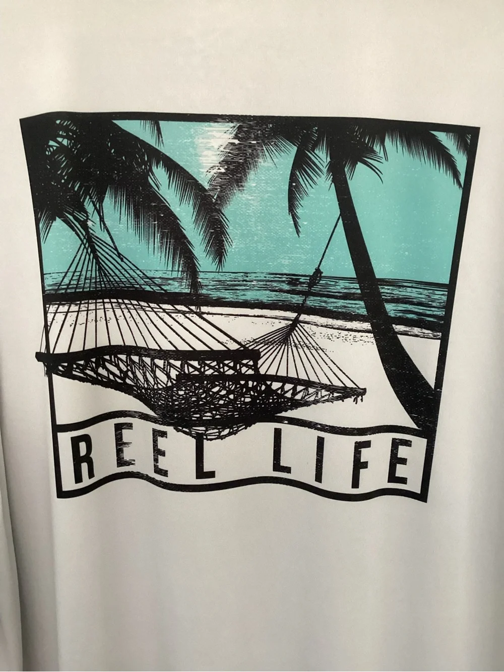 Reel Life Long Sleeve Graphic Performance Tee Vapor Blue Men's Size XXL Fishing